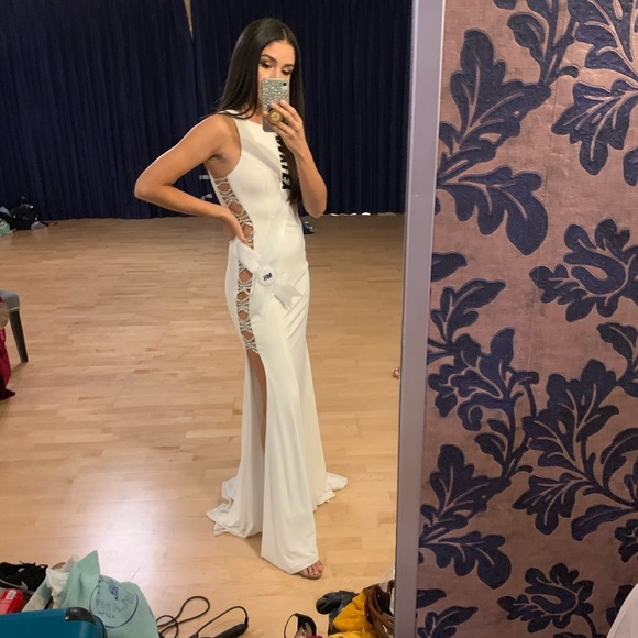 JVN Jovani White Rhinestone Dress - Picture 2 of 8